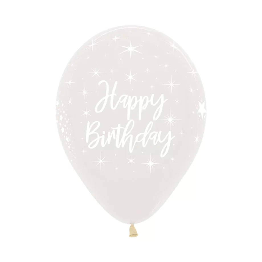 INFINITY ROUND LATEX BALLOON INFINITY HAPPY BIRTHDAY RADIANT FASHION FASHION TRANSPARENT