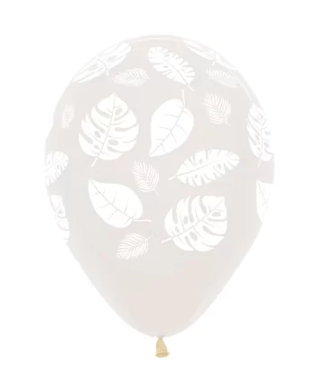 LATEX BALLOON INFINITY LEAVES GREEN JUNGLE TRANSPARENT GLASS