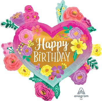 Happy birthday floral heart