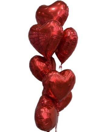 Heart bunch of 10 foil Balloons Helium