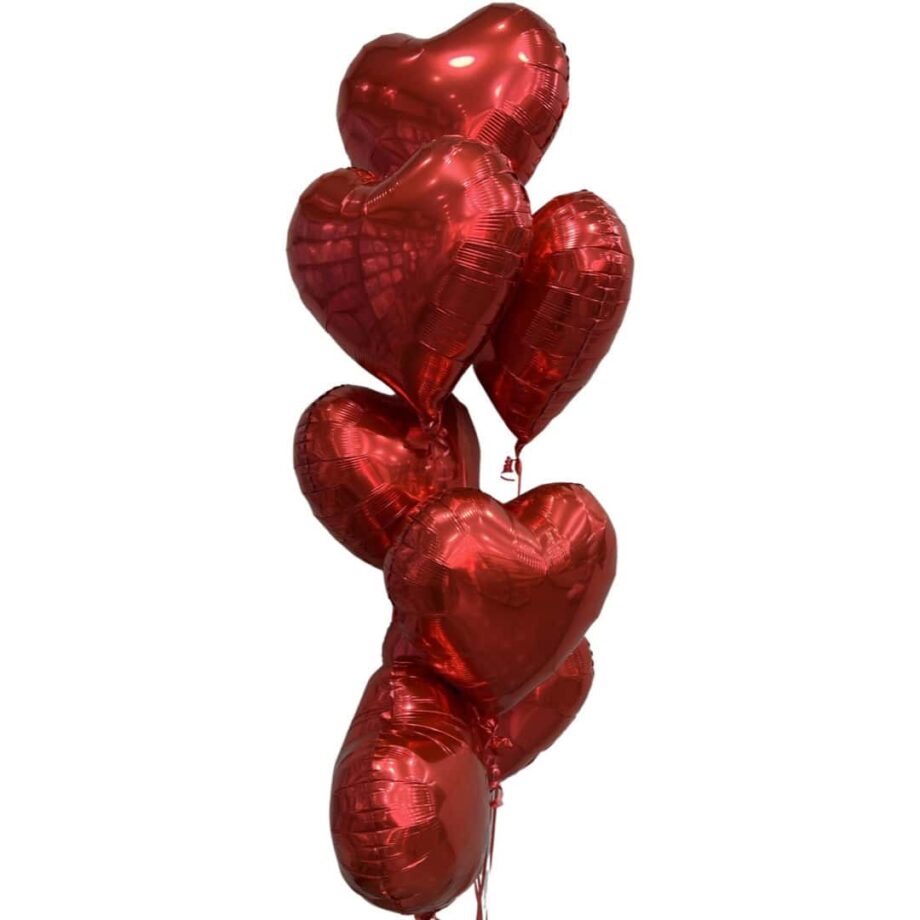 Heart bunch of 10 foil Balloons Helium
