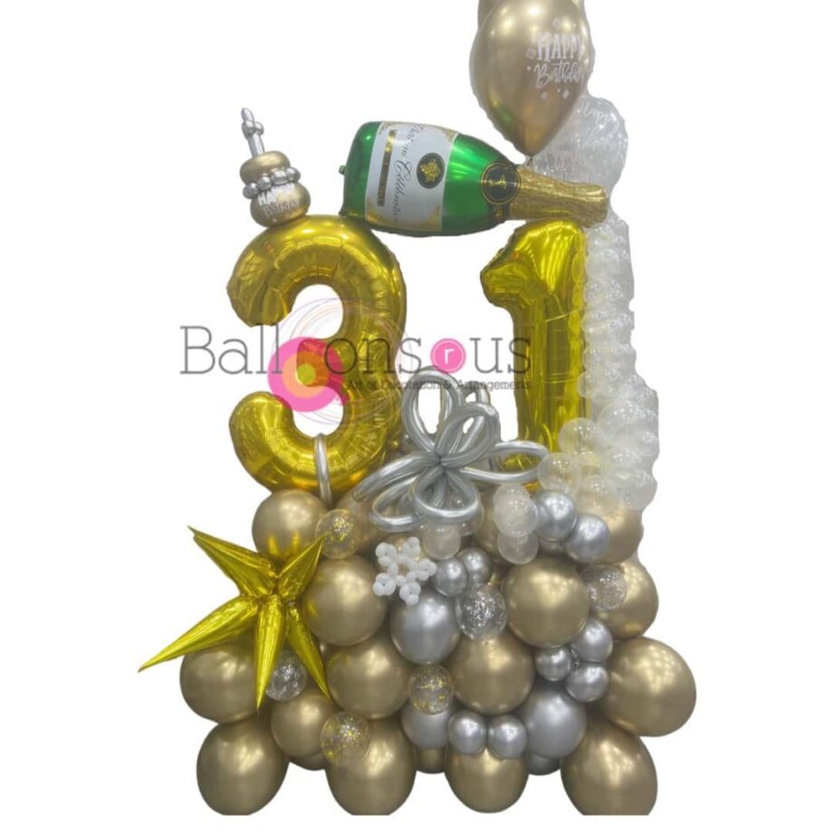 Birthday Arrangement With Champagne Bottle