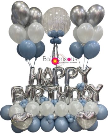 Birthday Boy stand with customized Balloon