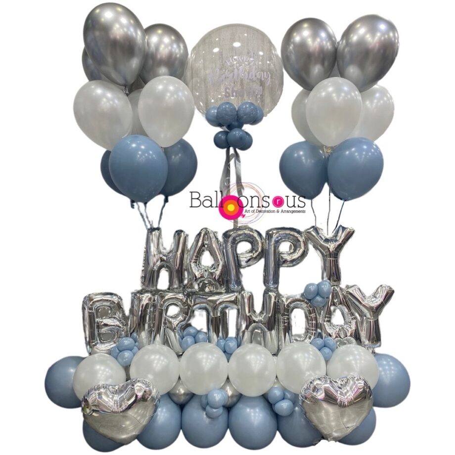 Birthday Boy stand with customized Balloon