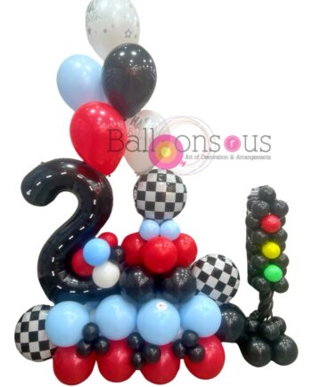 Cars theme Birthday arrangement with traffic light