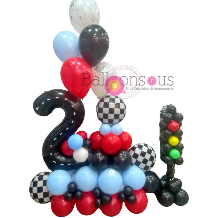 Cars theme Birthday arrangement with traffic light