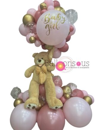 BabyGirl stand with Teddy Bear