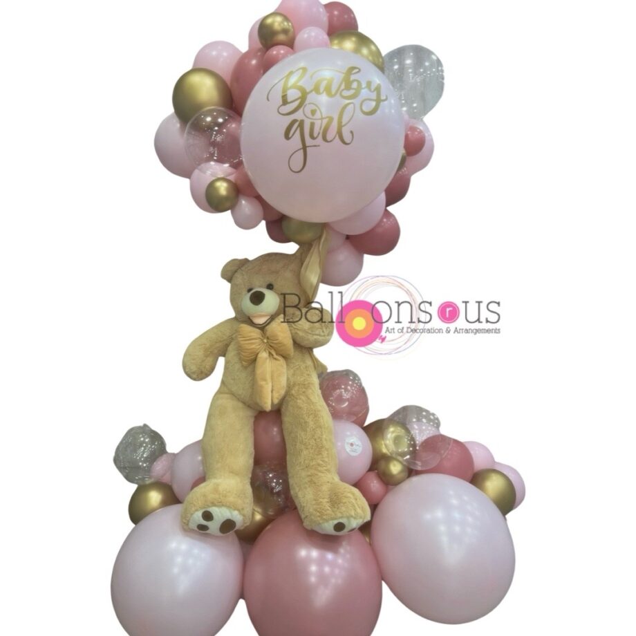 BabyGirl stand with Teddy Bear