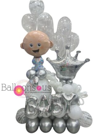 Silver and White Baby Stand