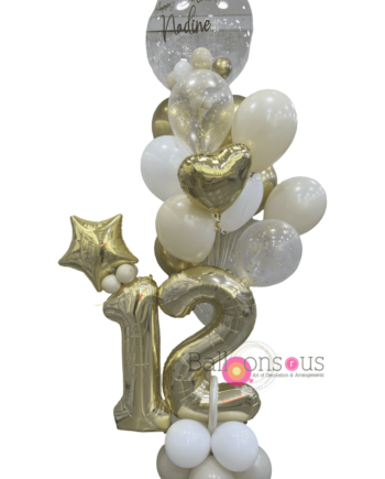 Birthday Arrangement with big customized balloon and Age