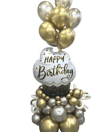 Huge Birthday Foil Balloon with chrome Balloons
