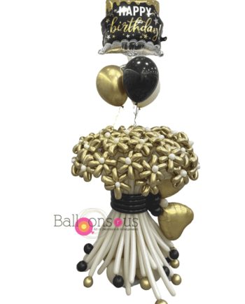 Flowers Bouquet of 40 pcs with birthday balloons