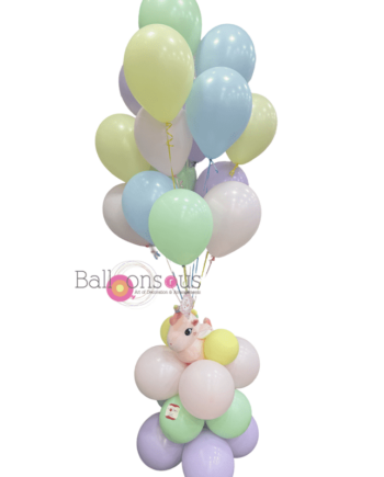 Unicorn Arrangement with 15 helium balloons