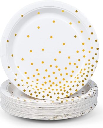 White with Gold confetti
