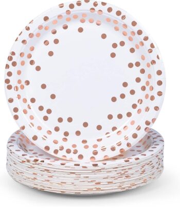 White with Rose Gold confetti
