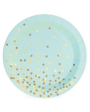 Turquoise Plates with Golden confetti