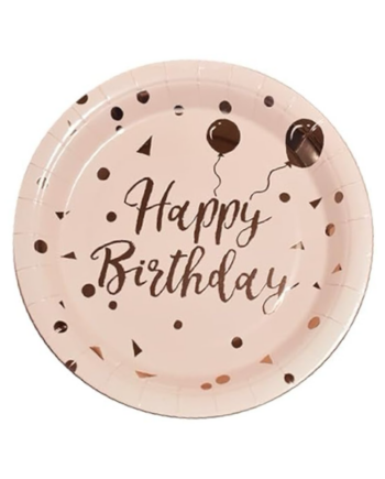Happy Birthday Rose Gold with Beach Plates