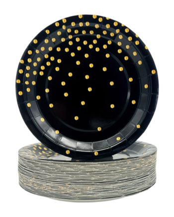 Black Confetti Gold plates