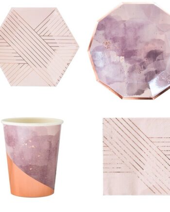Purple Ink Painting Disposable Party Tableware