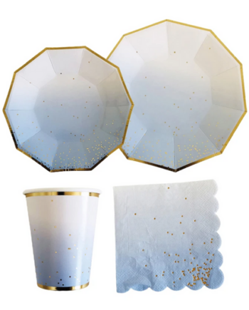 Pastel Blue with confetti Gold Tableware Copy