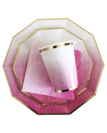 Fuchsia with confetti Gold Tableware