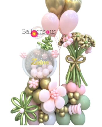 Arrangement of greenery and flowers